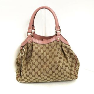 グッチ(Gucci)のGUCCI(グッチ) トートバッグ スーキー,GG柄 211944 ベージュ×ダークブラウン×ピンク ジャガード×レザー(トートバッグ)