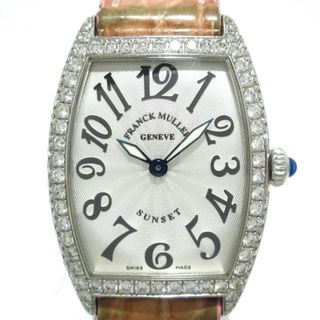 フランクミュラー(FRANCK MULLER)のFRANCK MULLER(フランクミュラー) 腕時計 サンセット 1752 QZ D レディース K18WG/ダイヤベゼル/革ベルト シルバー(腕時計)