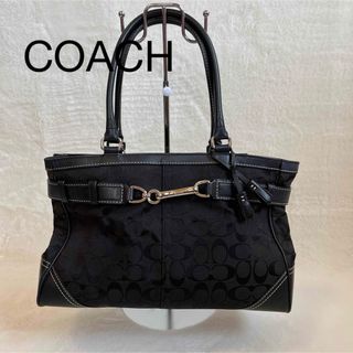 コーチ(COACH)の【美品】　COACH ハンプトンズ キャリーオール シグネチャー キャンバス(トートバッグ)