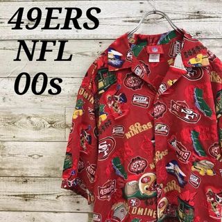 【k7063】希少USA古着00s総柄49ERSオープンカラー半袖シャツNFL(シャツ)