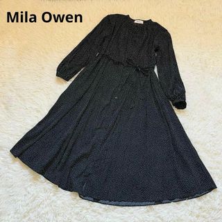 ミラオーウェン(Mila Owen)のミラオーウェンMila Owen ワンピース ドット水玉長袖黒ブラック FREE(ロングワンピース/マキシワンピース)