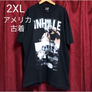 US古着 ビッグプリント メッセージTシャツ 大きいサイズ 2XL黒 マリファナ