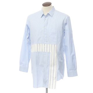 【中古】コムデギャルソンシャツ COMME des GARCONS SHIRT 2023年秋冬 切替 ストライプ シャツ ライトブルーxホワイト【サイズL】【メンズ】(シャツ)