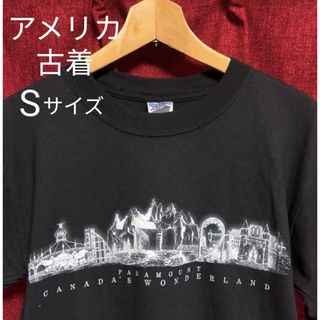 美品 USA古着 カナダ製 テーマパーク 企業 Tシャツ Sサイズ 黒 遊園地(Tシャツ/カットソー(半袖/袖なし))