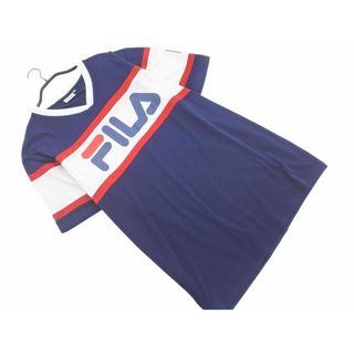 フィラ(FILA)のFILA フィラ ロゴ Vネック カットソー sizeM/紺x赤x白 ■◆ メンズ(Tシャツ/カットソー(半袖/袖なし))