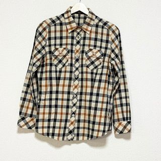 ダックス(DAKS)のDAKS(ダックス) 長袖シャツブラウス サイズ42 XL レディース美品  - アイボリー×ブラウン×黒 チェック柄(シャツ/ブラウス(長袖/七分))