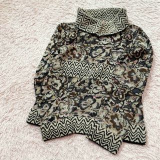 ミッソーニ(MISSONI)のMISSONI ハイネックニット　花柄　レトロ　フレア袖　モヘア　サイズL(ニット/セーター)