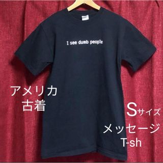 美品 アメリカ古着 メッセージTシャツ 黒 dumb people USA(Tシャツ/カットソー(半袖/袖なし))