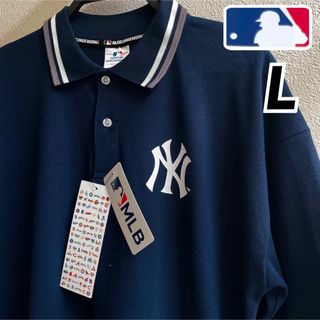 メジャーリーグベースボール(MLB)の希少【L】MLB公式 ヤンキース　半袖ポロシャツ●メンズ　ゴルフ　スポーツウェア(ポロシャツ)