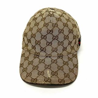 グッチ(Gucci)のGUCCI(グッチ) キャップ GG柄 247238 ベージュ×ダークブラウン ジャガード×レザー(キャップ)