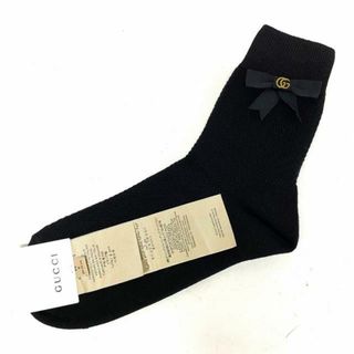 グッチ(Gucci)のGUCCI(グッチ) 小物新品同様  - 黒×ゴールド リボン コットン×ナイロン(その他)