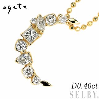 agete - アガット K18YG ラウンド/ ファンシーカット ダイヤモンド ペンダントネックレス 0.40ct 三日月