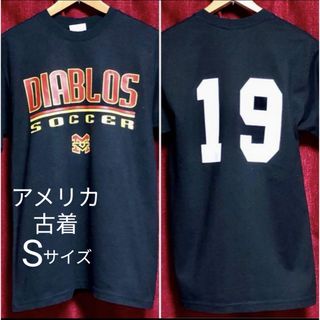 美品 USA古着☆ディアブロス 背番号 ロゴTシャツ☆Sサイズ黒 悪魔 サッカー(Tシャツ/カットソー(半袖/袖なし))