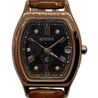 シチズン(CITIZEN)のCITIZEN(シチズン) 腕時計 xC H060-T023380/ES9352-13E レディース スーパーチタニウム/革ベルト/5Pダイヤ/100周年記念モデル 黒(腕時計)