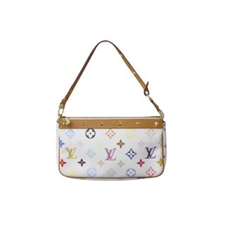 ルイヴィトン(LOUIS VUITTON)のLOUIS VUITTON ルイヴィトン 村上隆 ポシェットアクセソワール マルチカラー ホワイト M92649 美品 中古 63985(ハンドバッグ)