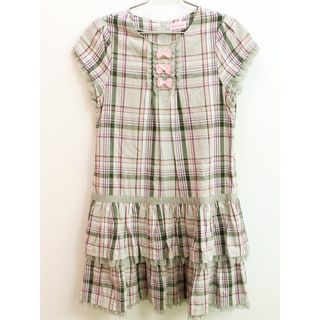 ミキハウス(mikihouse)の【夏物 新入荷!】♪ミキハウス/mikihouse♪130cm 半袖ワンピース グレー×ピンク系【中古】子供服 キッズ kids 女の子 夏 onepi 715042(ワンピース)