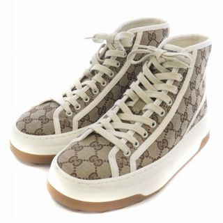 グッチ(Gucci)のGUCCI ハイカットスニーカー GG柄 6.5 ベージュ 白 745999(スニーカー)