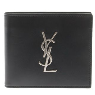 サンローラン(Saint Laurent)のSAINT LAURENT PARIS サンローランパリ カサンドラ シングル コンパートメント ウォレット 二つ折り財布 4532760SX0E1000 ブラック/シルバー(折り財布)