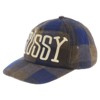 ステューシー(STUSSY)のSTUSSY ステューシー 00s バッファローチェックロゴプリント5パネルキャップ ブルー(キャップ)