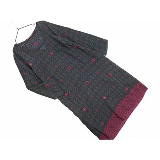 コントワーデコトニエ(Comptoir des cotonniers)のCOMPTOIR DES COTONNIERS コントワーデコトニエ シルク100% 総柄 ワンピース size36/紺 ■◇ レディース(ひざ丈ワンピース)