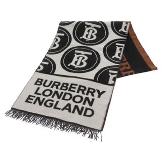 バーバリー(BURBERRY)のBURBERRY バーバリー CONTRAST LOGO GRAPHIC WOOL SILK SCARF コントラスト グラフィックロゴ ウールシルク スカーフ マフラー ブラック/ブラウン 8021983(マフラー)