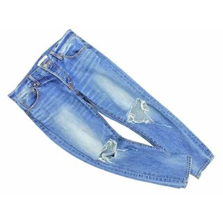 マウジー(moussy)のAZUL BY MOUSSY アズールバイマウジー ボタンフライ ダメージ加工 デニムパンツ size27/青 ■■ レディース(デニム/ジーンズ)