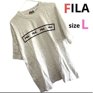 FILA - 人気　FILA　ロゴ入り　Tシャツ　大きめ　Lサイズ　メンズ　ビックロゴ　グレー