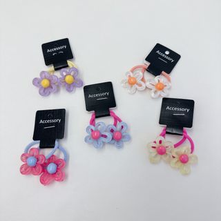 新品 ヘアゴム ヘアアクセサリー フラワー お花 パステルカラー ピンク ブルー(ヘアゴム/シュシュ)