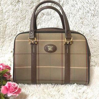 バーバリー(BURBERRY)の【美品】バーバリーズ　ミニボストンバッグ　玉虫色　チェック　ナイロン　本革(ボストンバッグ)