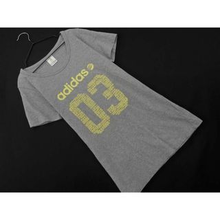 アディダス(adidas)のadidas アディダス ロゴプリント Tシャツ sizeM/グレー ■◆ レディース(Tシャツ(半袖/袖なし))