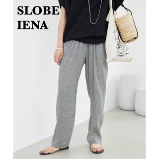 スローブイエナ(SLOBE IENA)のSLOBE IENA　リネン混リラックステーパードパンツ　ブラック　36(その他)