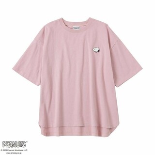 PEANUTS - PEANUTS スヌーピー ワンポイントTシャツ ピンク Mac-House