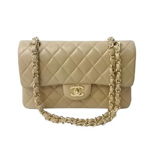 シャネル(CHANEL)のCHANEL シャネル マトラッセWフラップチェーンショルダーバッグ 6番台 ラムスキン 23cm ベージュ ゴールド金具 美品 中古 63998(ハンドバッグ)