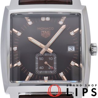 タグホイヤー(TAG Heuer)のタグ・ホイヤー モナコ ウォッチ 37mm 12Pダイヤ Monaco WAW131E.FC6420 SS/革 ユニセックス時計 ブラウン 仕上げ済 美品 【中古】(腕時計)