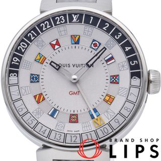 ルイヴィトン(LOUIS VUITTON)のルイ・ヴィトン タンブール ムーン デュアルタイム ウォッチ 43.5mm
 Tambour Moon Dual Time QA096Z ケース 保証書 SS/革 メンズ時計 シルバー 美品 【中古】(その他)