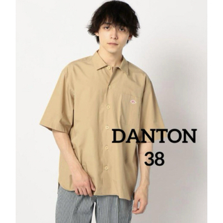 DANTON - DANTON コットンポプリン 前開き 半袖シャツ 38 ベージュ メンズ