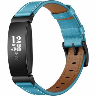 コンパチブル レザー時計バンド 交換用 Fitbit Inspire 互換 青(レザーベルト)