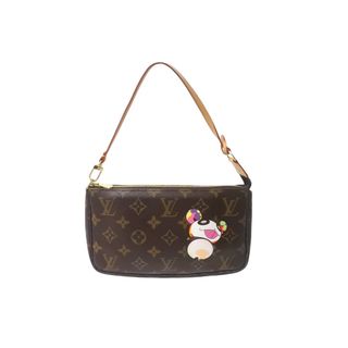 ルイヴィトン(LOUIS VUITTON)の極美品 LOUIS VUITTON ルイヴィトン ハンドバッグ ポシェット アクセソワール 村上隆 M51981 パンダ モノグラム ゴールド金具 中古 63962(ハンドバッグ)