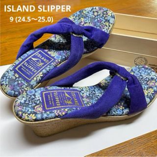 アイランドスリッパ(ISLAND SLIPPER)のアイランドスリッパ ハワイ 小花柄 ウェッジソール サンダル 9号 24.5(サンダル)