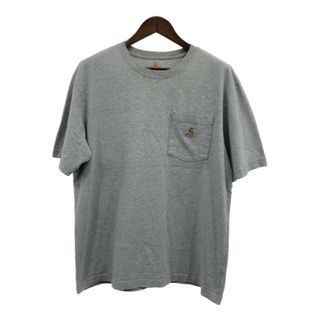 カーハート(carhartt)のCarhartt カーハート ポケット 半袖Ｔシャツ ワンポイント ライトグレー (メンズ L) 中古 古着 Q7407(Tシャツ/カットソー(半袖/袖なし))