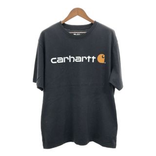 カーハート(carhartt)のCarhartt カーハート 半袖Ｔシャツ ロゴ ブラック (メンズ L) 中古 古着 Q7408(Tシャツ/カットソー(半袖/袖なし))