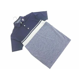 ATHLETIC FIT アスレチックフィット ライン 半袖 ポロシャツ sizeS/紺ｘ白 ■◆ メンズ(ポロシャツ)