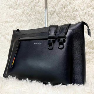 ポールスミス(Paul Smith)の現行　極美品　ポールスミス　レザーブライトストライプトリム　ショルダーバッグ　黒(ショルダーバッグ)