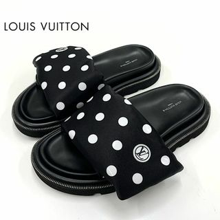 ルイヴィトン(LOUIS VUITTON)の9523 ヴィトン プールピローライン サテン ドット サンダル ブラック(サンダル)