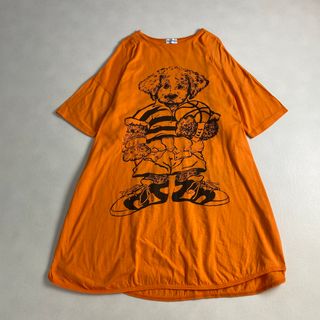 半袖Tシャツ　特大Tシャツ　犬　ワンちゃん好きに　バスケ　オレンジ　黒(Tシャツ(半袖/袖なし))