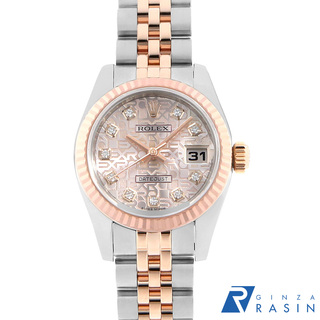 ロレックス(ROLEX)のロレックス デイトジャスト 10Pダイヤ 179171G ピンク 彫りコンピューター ランダム番 レディース 中古 腕時計(腕時計)