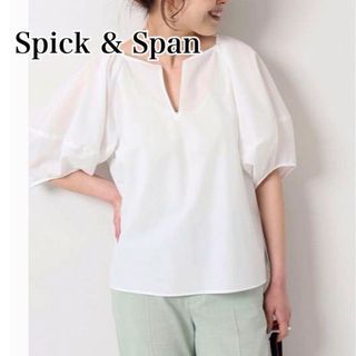 スピックアンドスパン(Spick & Span)の【新品未使用】Spick & Span ライトコットンブッファンスリーブブラウス(シャツ/ブラウス(半袖/袖なし))