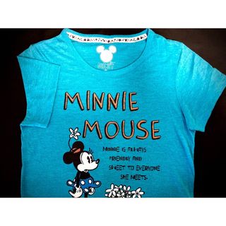 ディズニー(Disney)の【古着・中古】Tシャツ　半袖　ディズニー　ミニー　ミントグリーン　Sサイズ　1点(Tシャツ(半袖/袖なし))