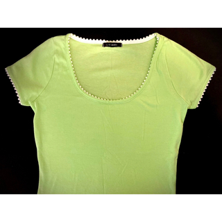 【古着・中古】Tシャツ　半袖　ノーブランド　グリーン　黄緑　Sサイズ　1点(Tシャツ(半袖/袖なし))