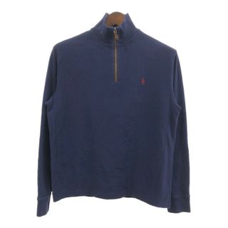 ポロラルフローレン(POLO RALPH LAUREN)のPolo by Ralph Lauren ポロ ラルフローレン ハーフジップ ドライバーズニット セーター ワンポイント ネイビー(メンズ M) 中古 古着 Q7441(ニット/セーター)